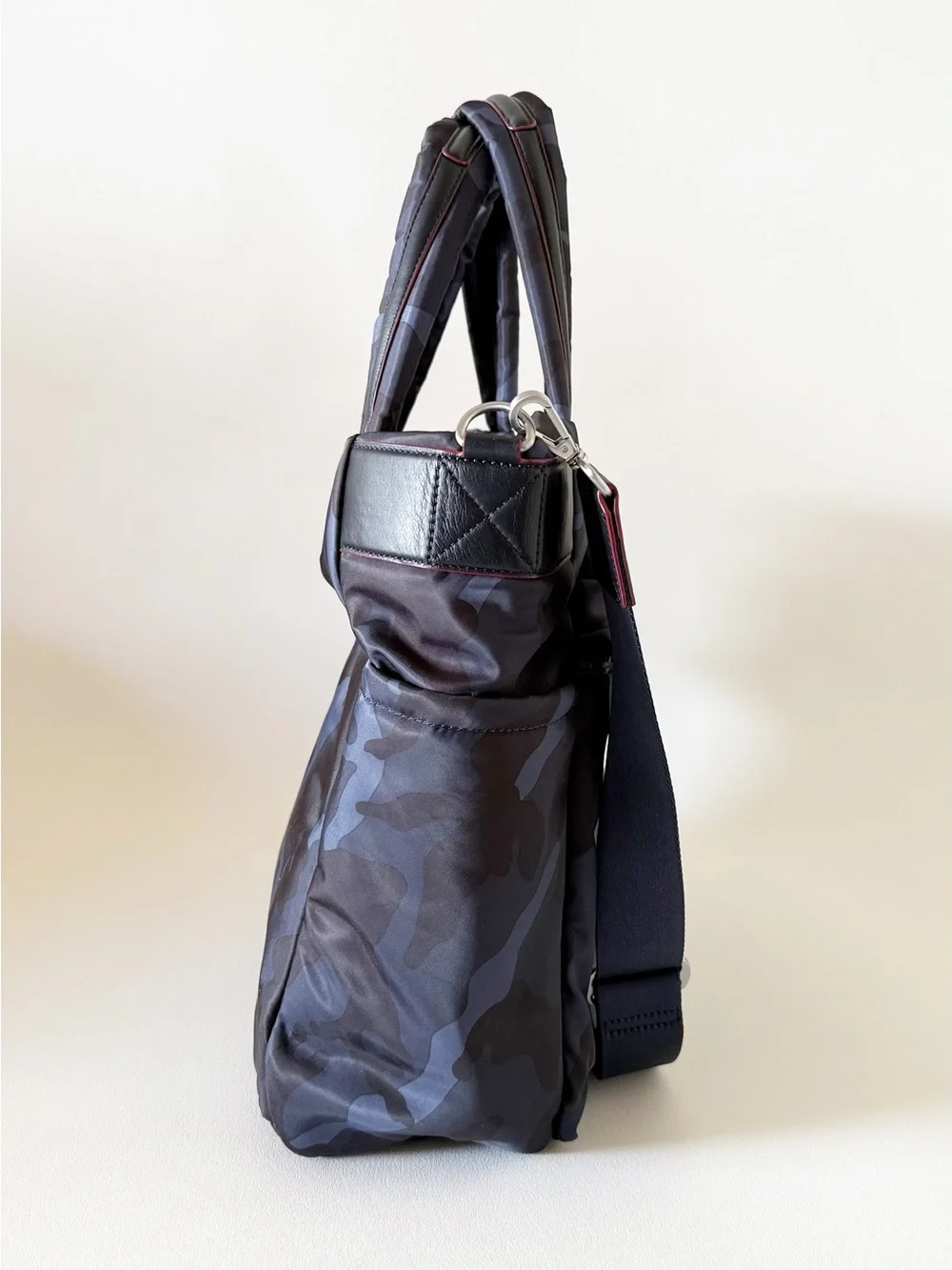 MZ Wallace Bleecker Tote Bag Blue Camouflage Nylon Travel Messenger - Picture 5 of 14